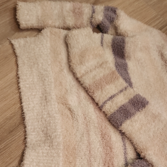 POL Cream Fuzzy Hoodie with Lavender and Blush Stripes - Picture 6 of 9